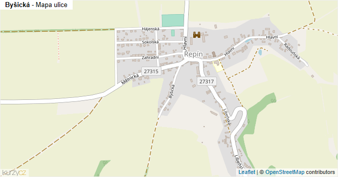 Byšická - mapa ulice