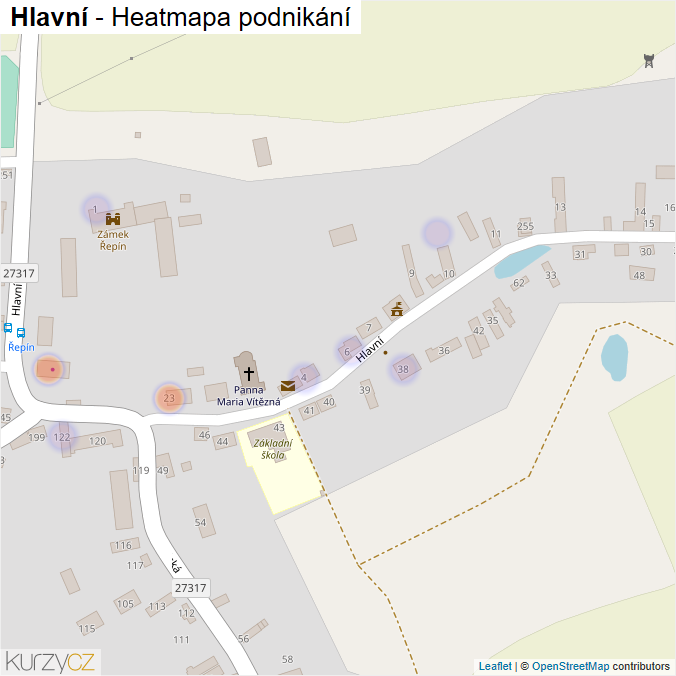 Mapa Hlavní - Firmy v ulici.