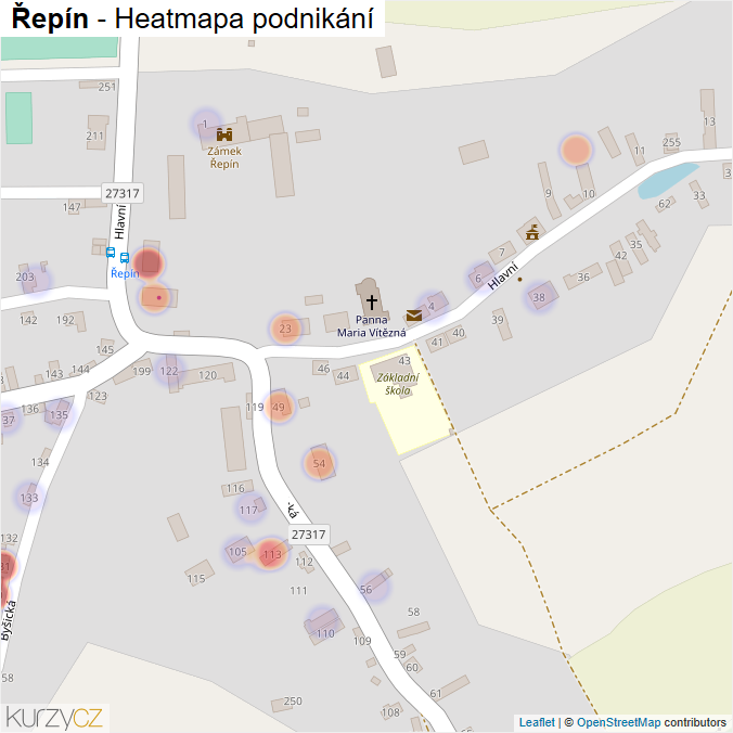 Mapa Řepín - Firmy v části obce.