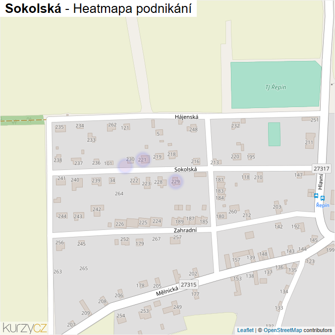 Mapa Sokolská - Firmy v ulici.