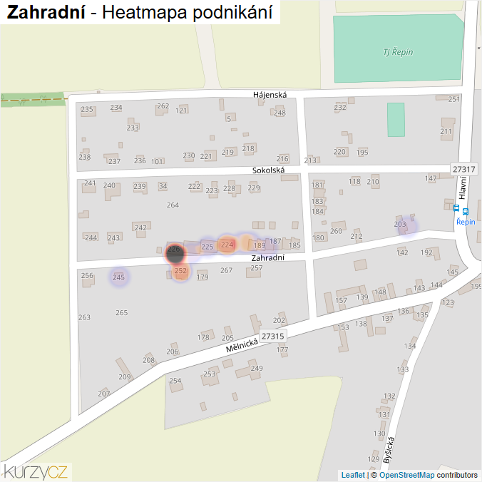 Mapa Zahradní - Firmy v ulici.