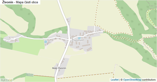 Živonín - mapa části obce