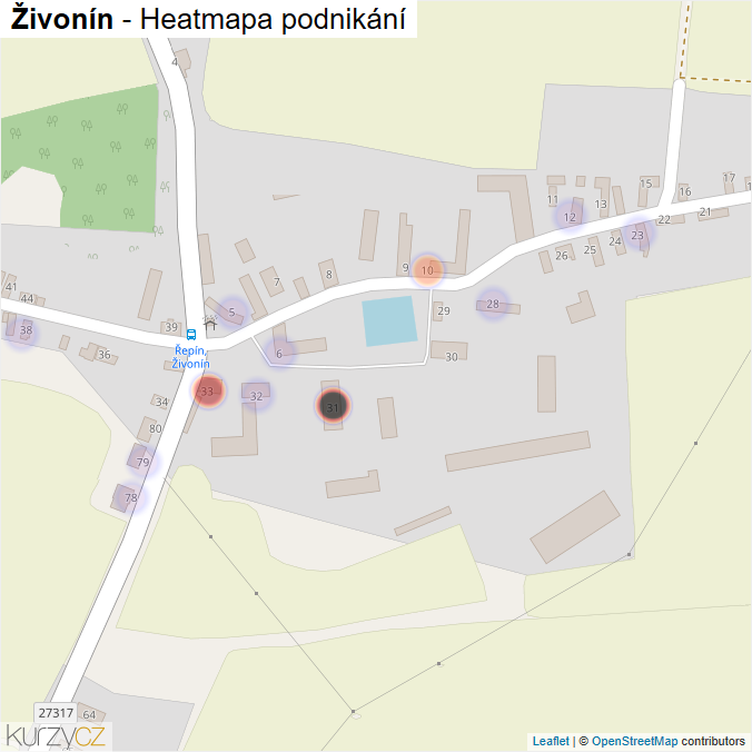 Mapa Živonín - Firmy v části obce.