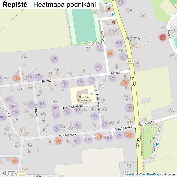 Mapa Řepiště - Firmy v obci.