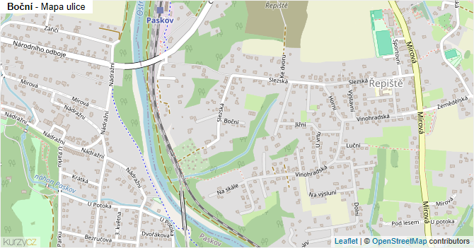 Boční - mapa ulice
