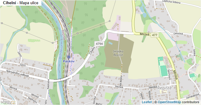 Cihelní - mapa ulice
