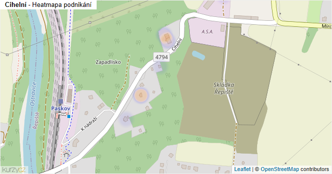 Cihelní - mapa podnikání