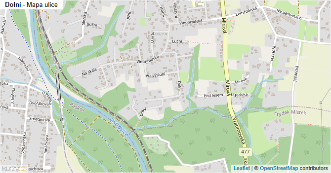 Dolní - mapa ulice
