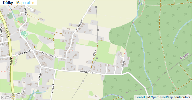 Důlky - mapa ulice