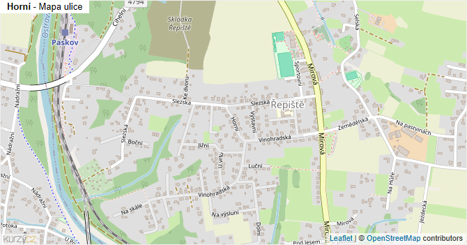 Horní - mapa ulice