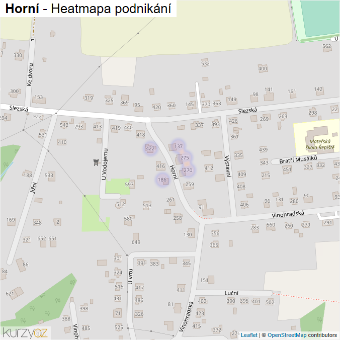 Mapa Horní - Firmy v ulici.