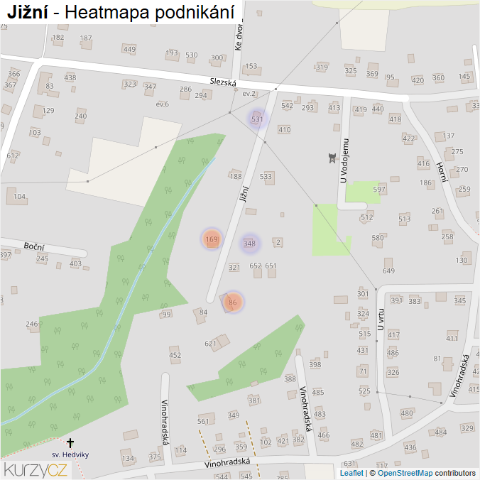 Mapa Jižní - Firmy v ulici.