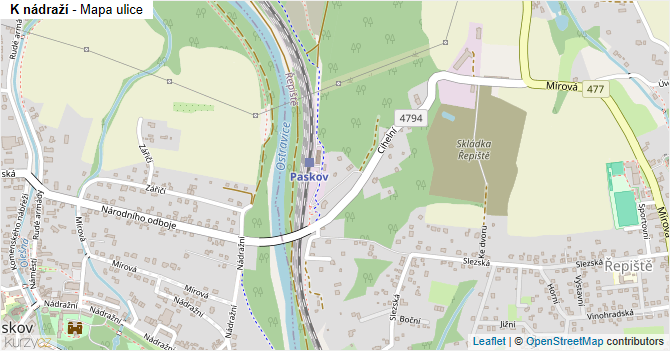 K nádraží - mapa ulice