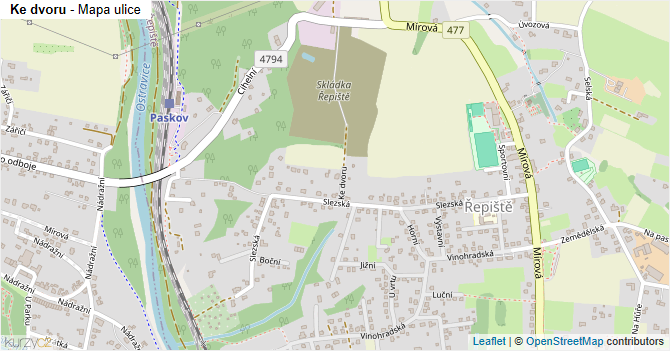 Ke dvoru - mapa ulice