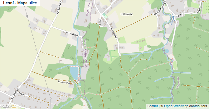 Lesní - mapa ulice