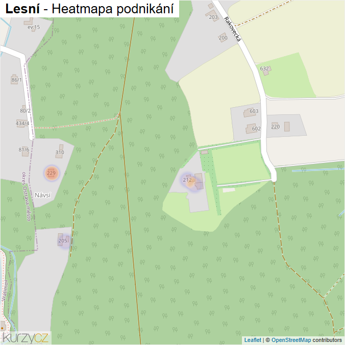 Mapa Lesní - Firmy v ulici.