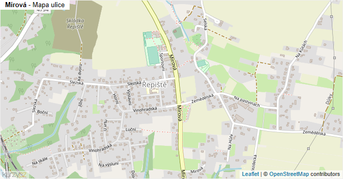 Mírová - mapa ulice