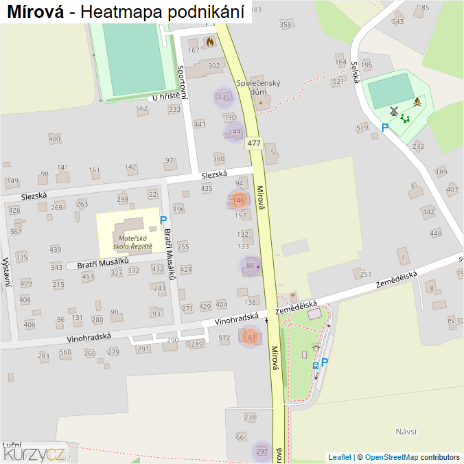 Mapa Mírová - Firmy v ulici.