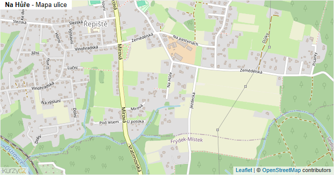 Na Hůře - mapa ulice
