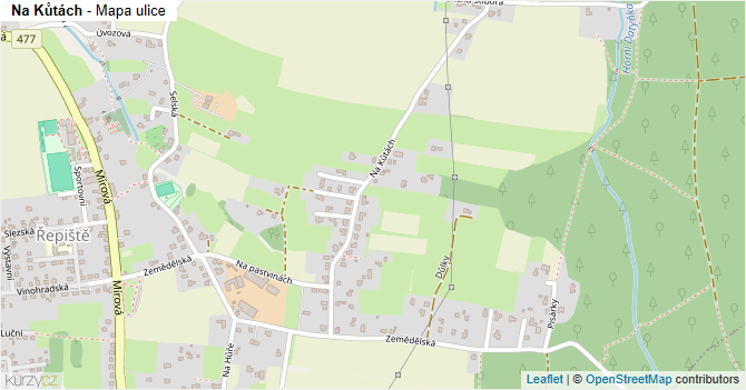 Na Kůtách - mapa ulice