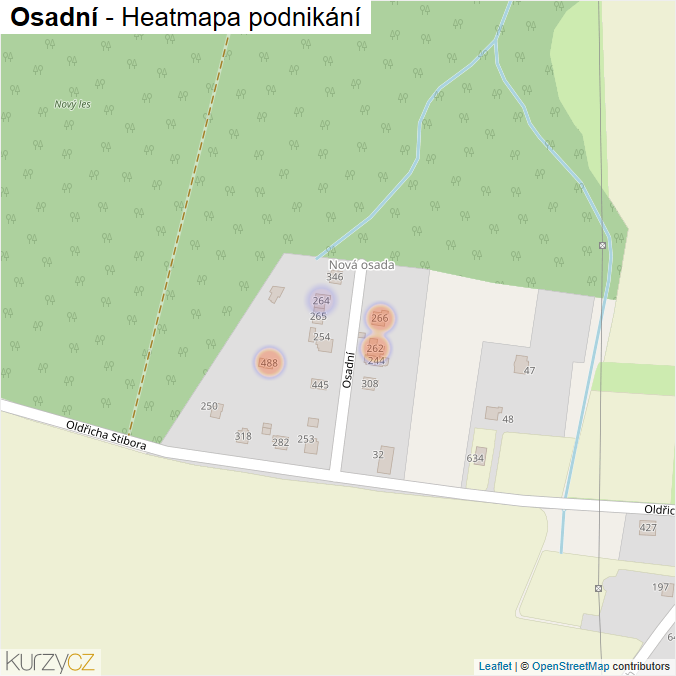 Mapa Osadní - Firmy v ulici.