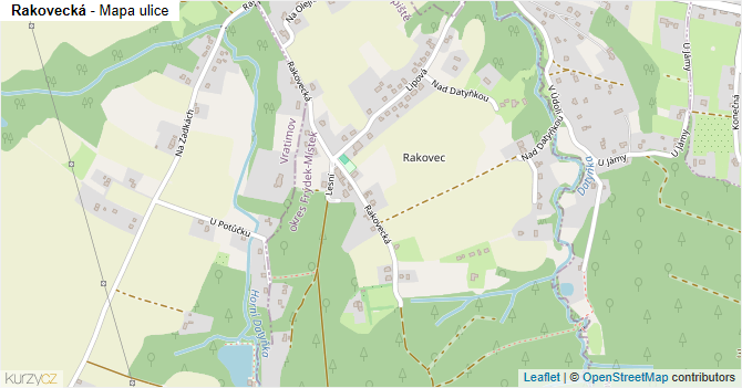 Rakovecká - mapa ulice