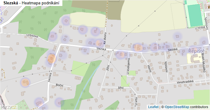 Slezská - mapa podnikání