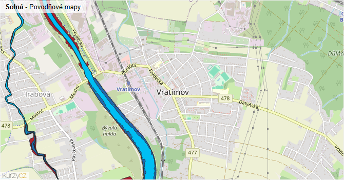 Solná - záplavové mapy stoleté vody