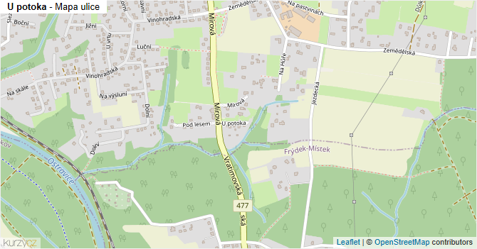 U potoka - mapa ulice