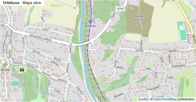 Urbišova - mapa ulice
