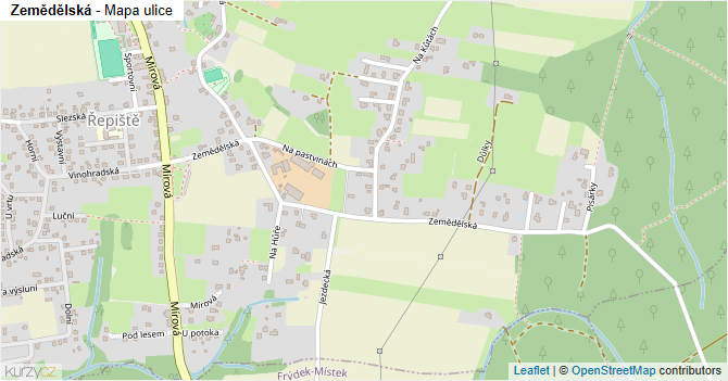 Zemědělská - mapa ulice