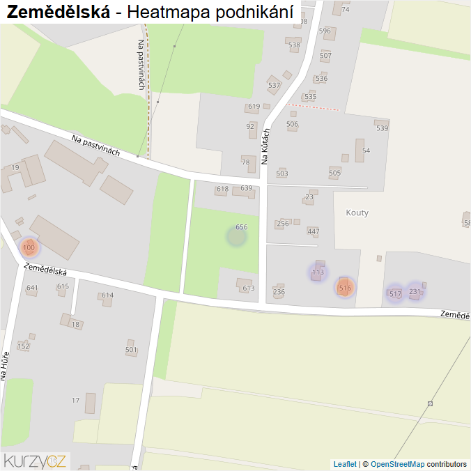 Mapa Zemědělská - Firmy v ulici.