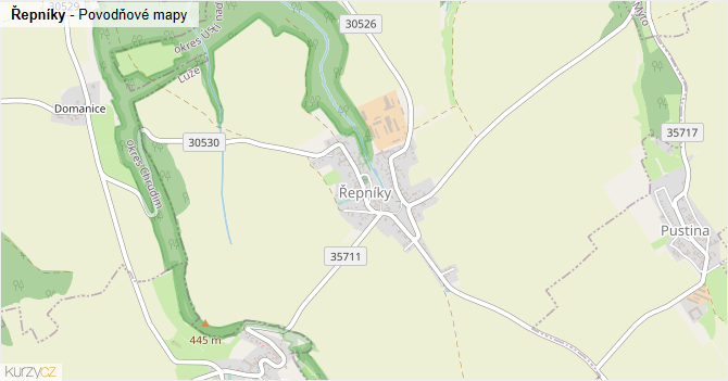 Řepníky - záplavové mapy stoleté vody