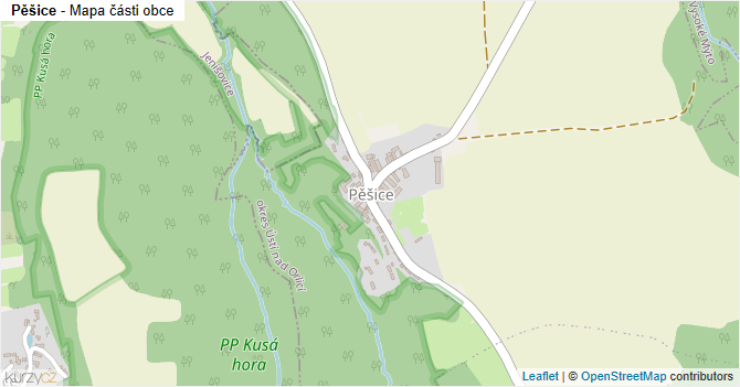 Pěšice - mapa části obce