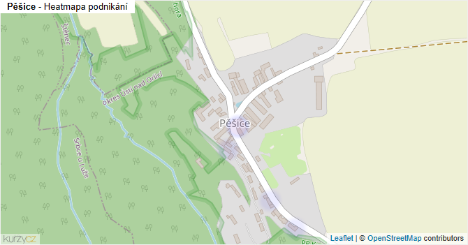 Pěšice - mapa podnikání