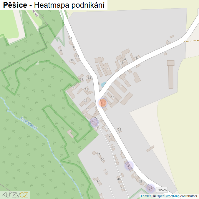 Mapa Pěšice - Firmy v části obce.