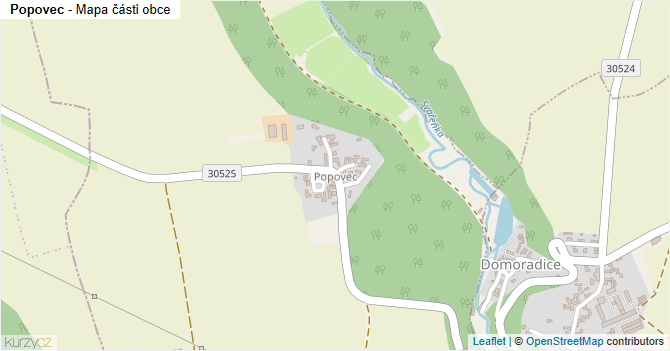 Popovec - mapa části obce