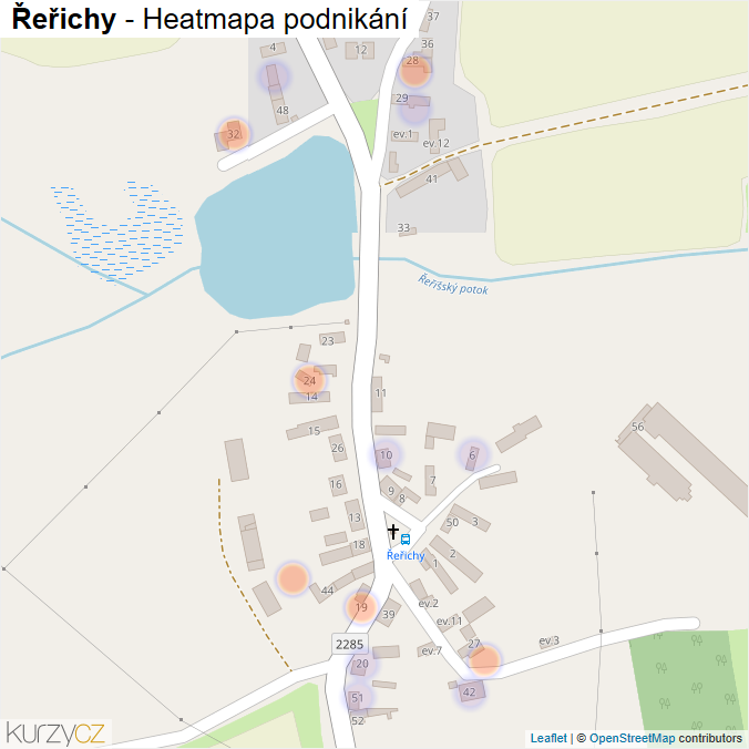 Mapa Řeřichy - Firmy v části obce.