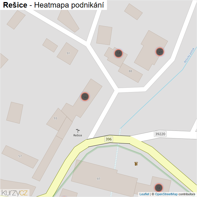 Mapa Rešice - Firmy v obci.