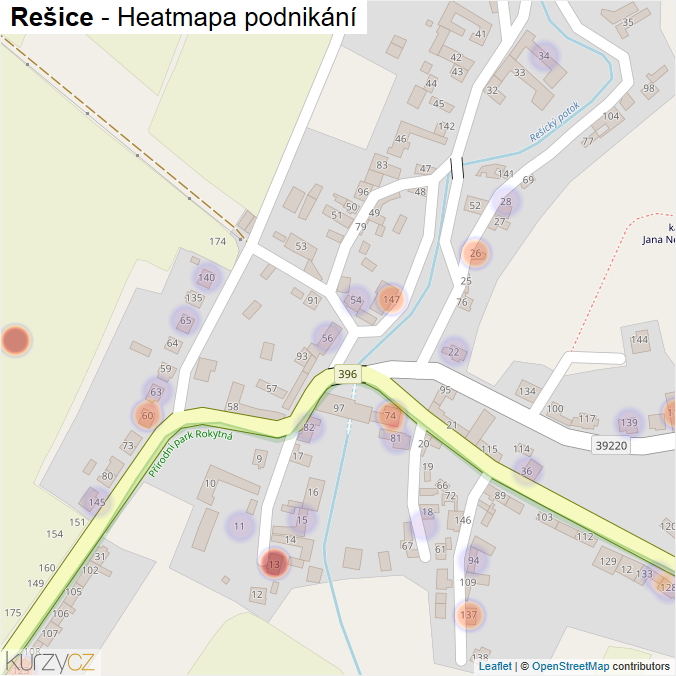 Mapa Rešice - Firmy v části obce.