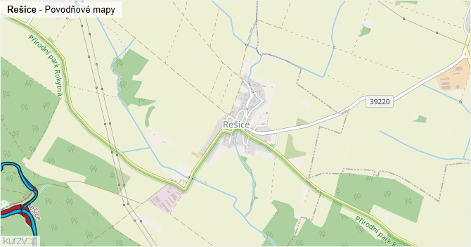 Rešice - záplavové mapy stoleté vody