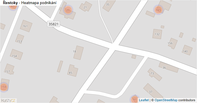 Řestoky - mapa podnikání
