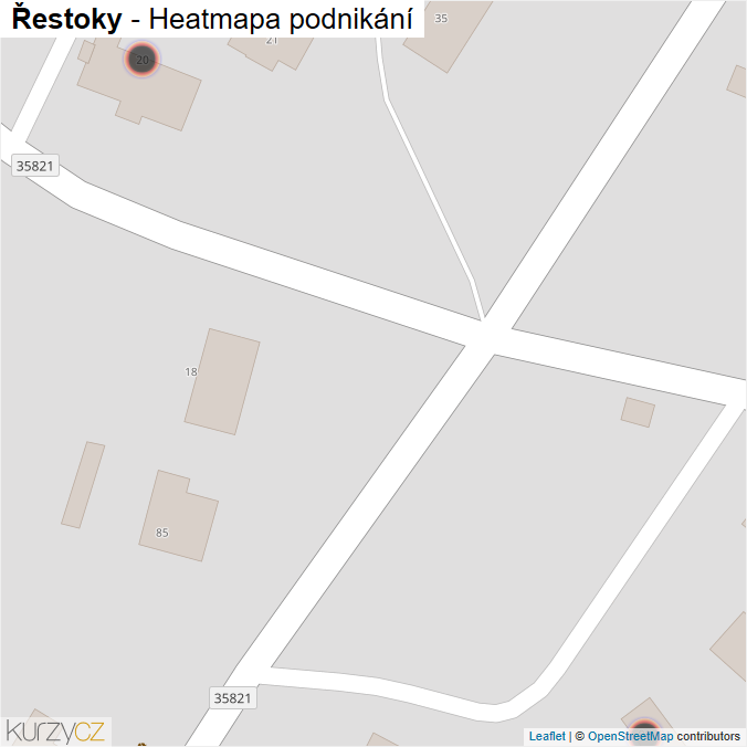 Mapa Řestoky - Firmy v obci.