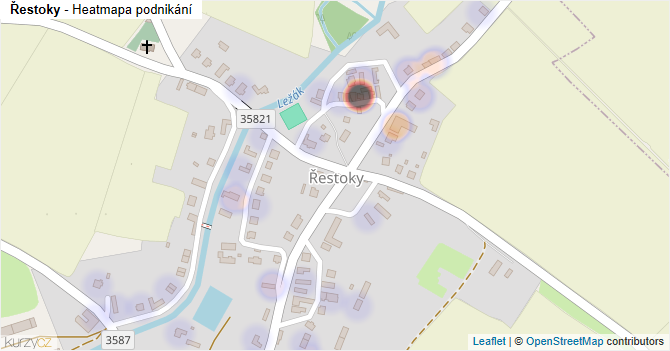 Řestoky - mapa podnikání