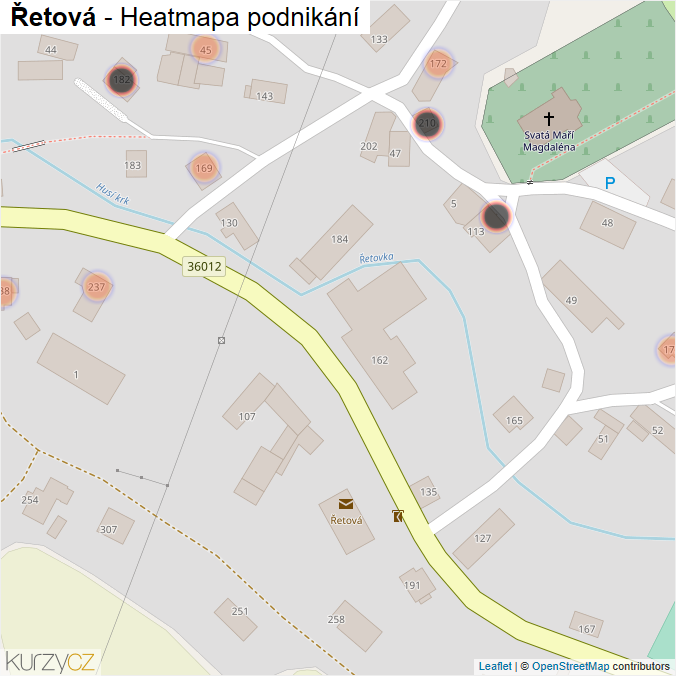 Mapa Řetová - Firmy v obci.