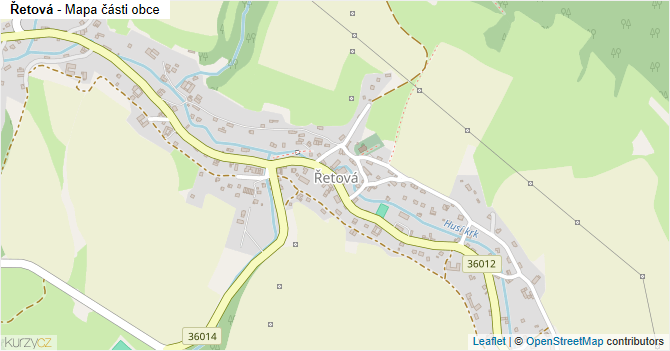 Řetová - mapa části obce