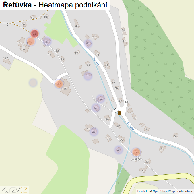 Mapa Řetůvka - Firmy v části obce.