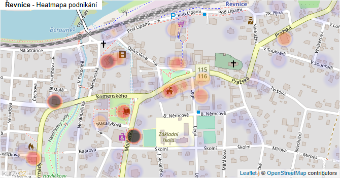 Řevnice - mapa podnikání