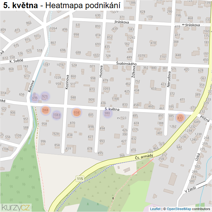 Mapa 5. května - Firmy v ulici.