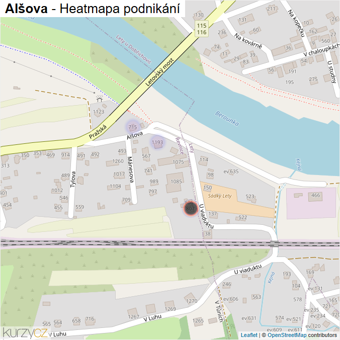 Mapa Alšova - Firmy v ulici.
